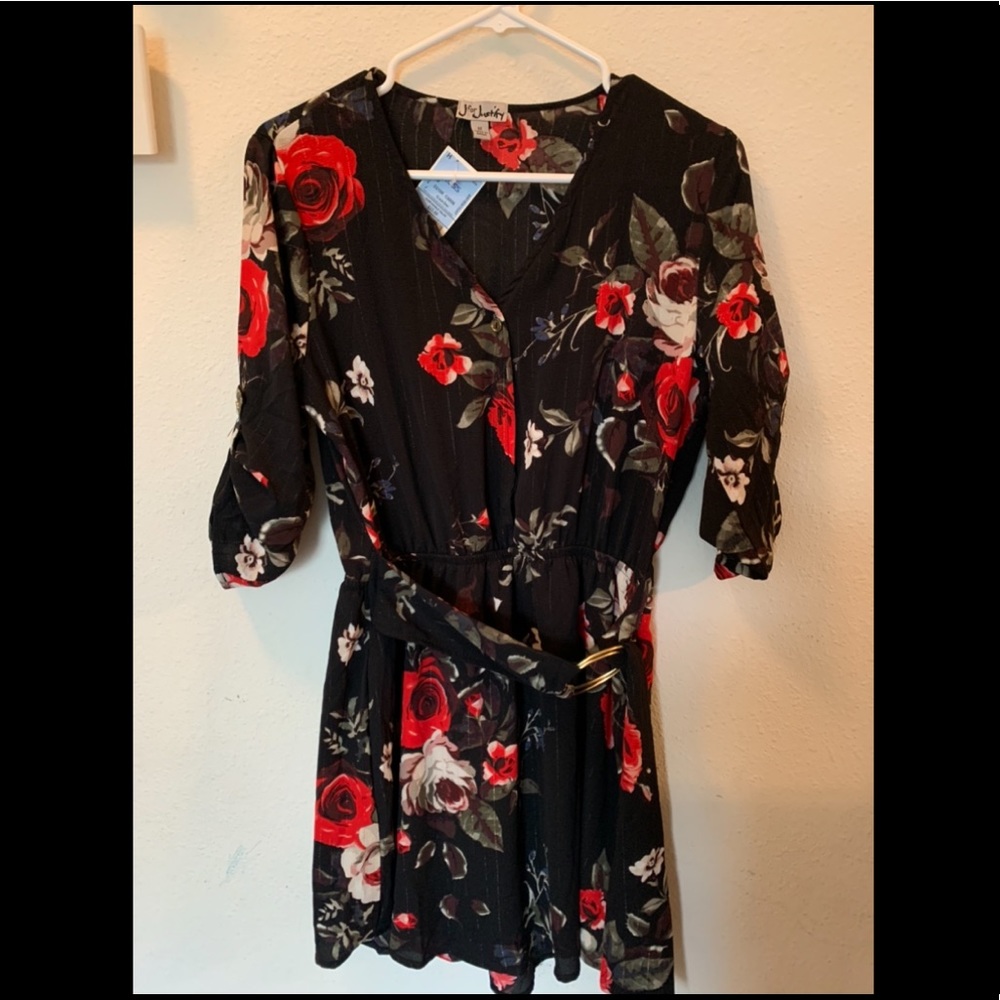 Black with flowers dress